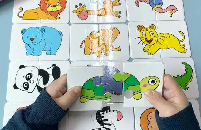 child playing with puzzle