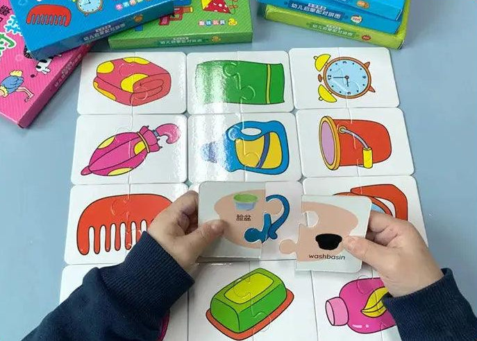 child playing with puzzle