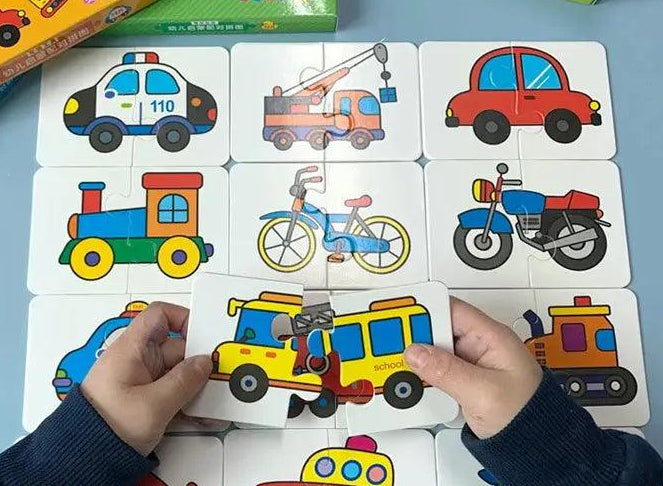 child playing with puzzle