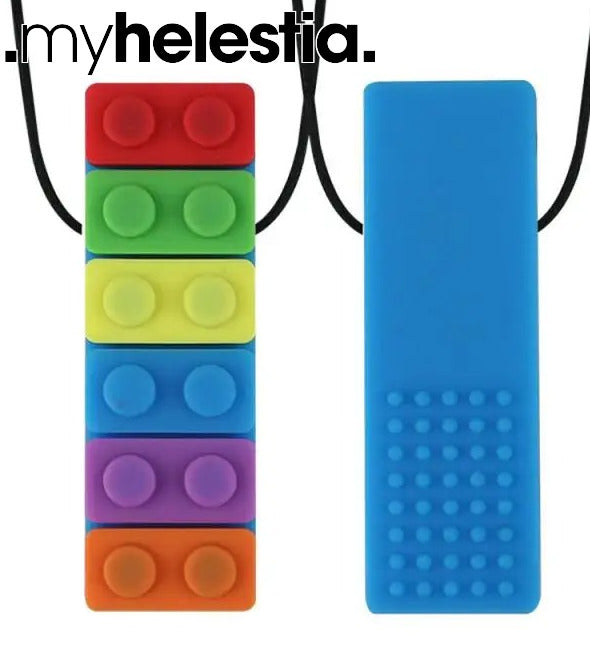 Rainbow Chewy Sensory Necklace blue