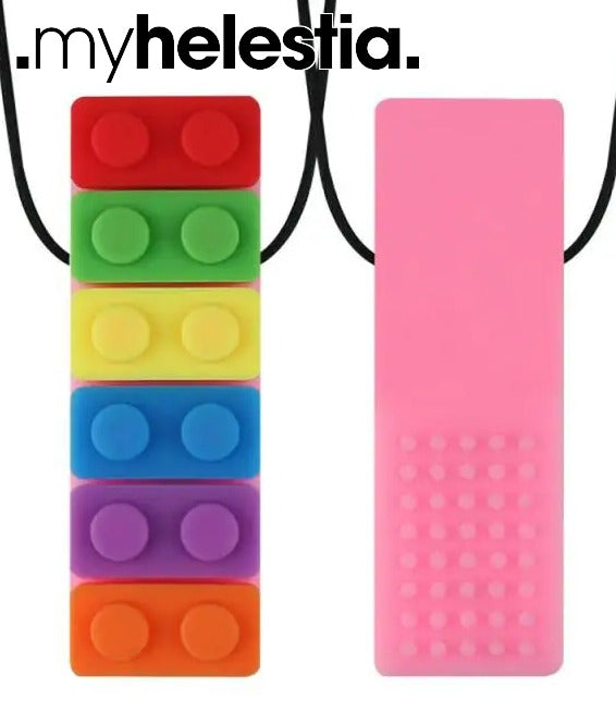Rainbow Chewy Sensory Necklace pink