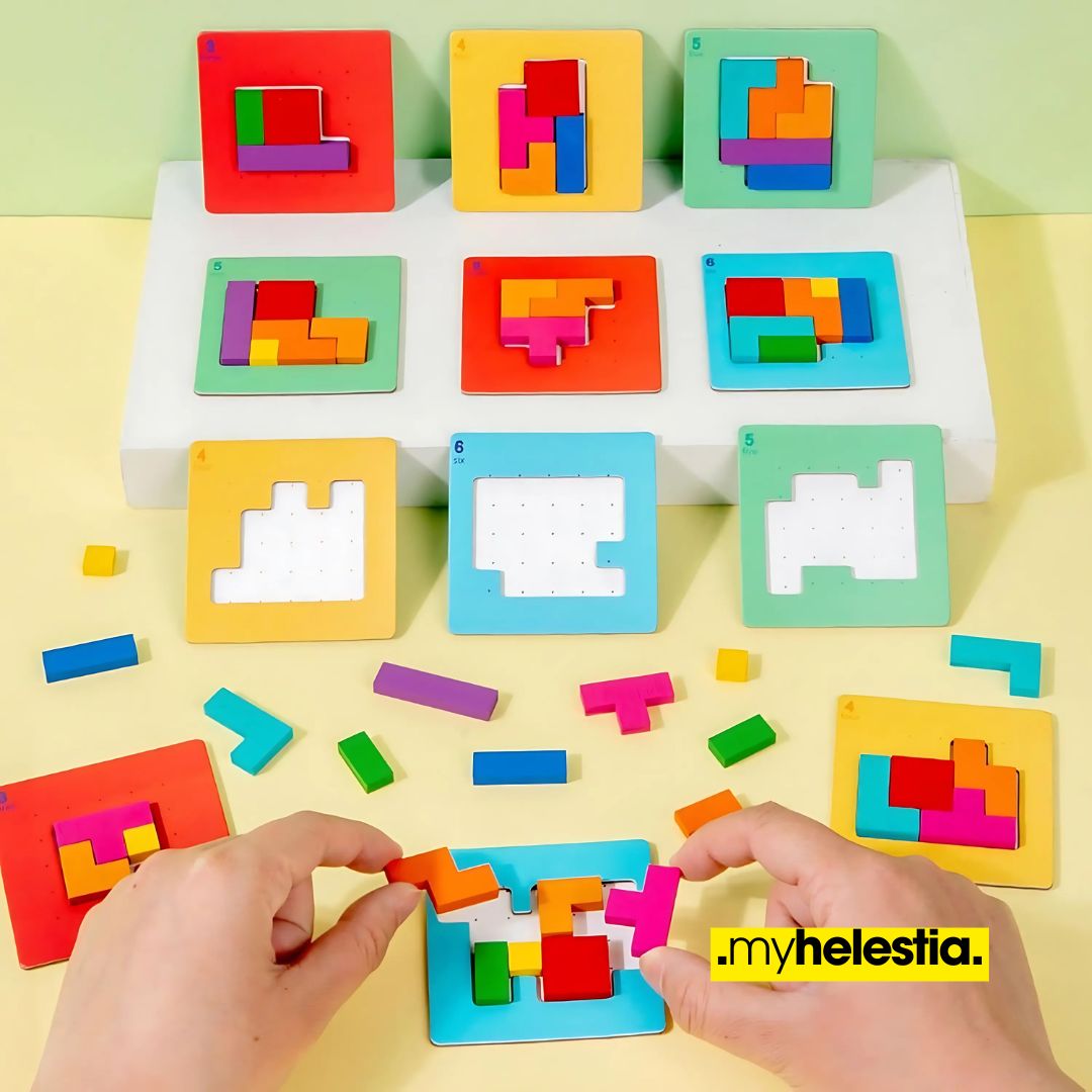 person playing with Colorful Tangram Challenge