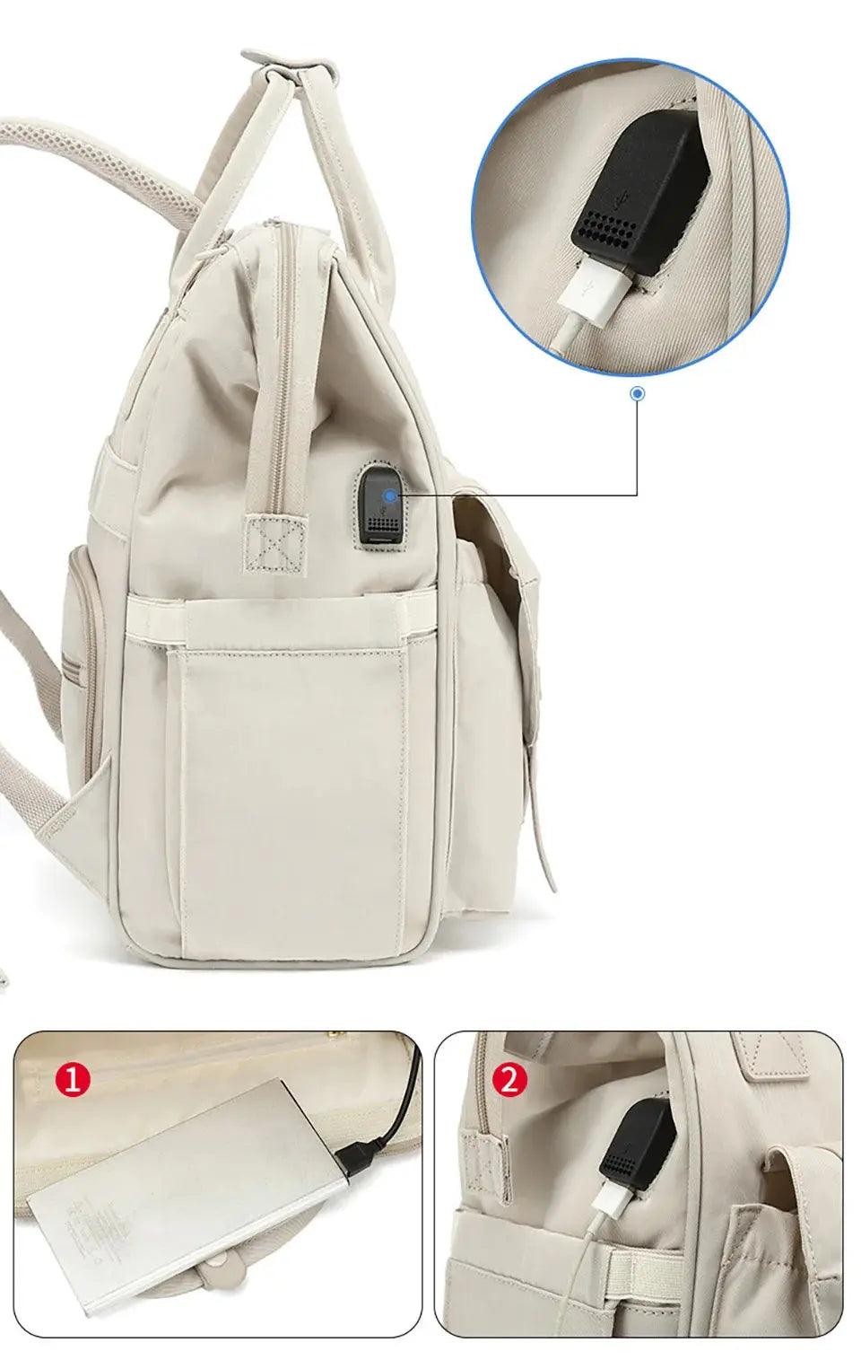 Dual-Layer Waterproof Maternity Backpack with USB My Helestia