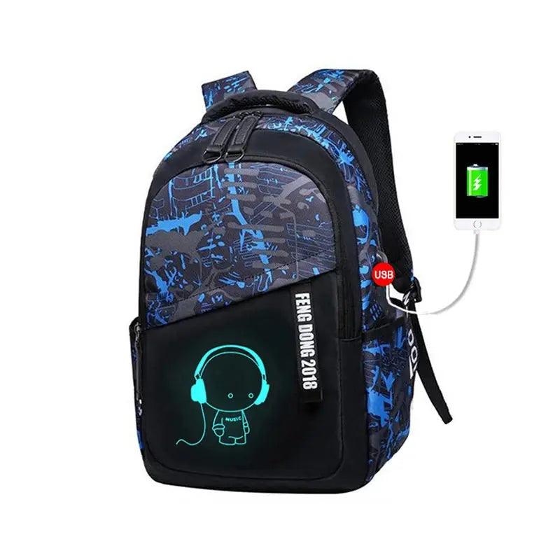 Main bag of the GlowMate Blue Eclipse model of the GlowMate Kids Schoolbag for boys in school - myHelestia