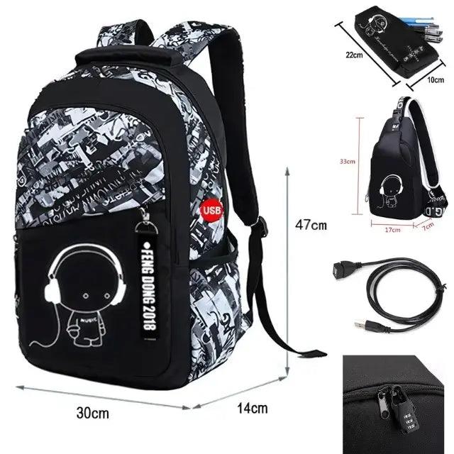 Sizes GlowMate Kids Schoolbag for boys in school - myHelestia