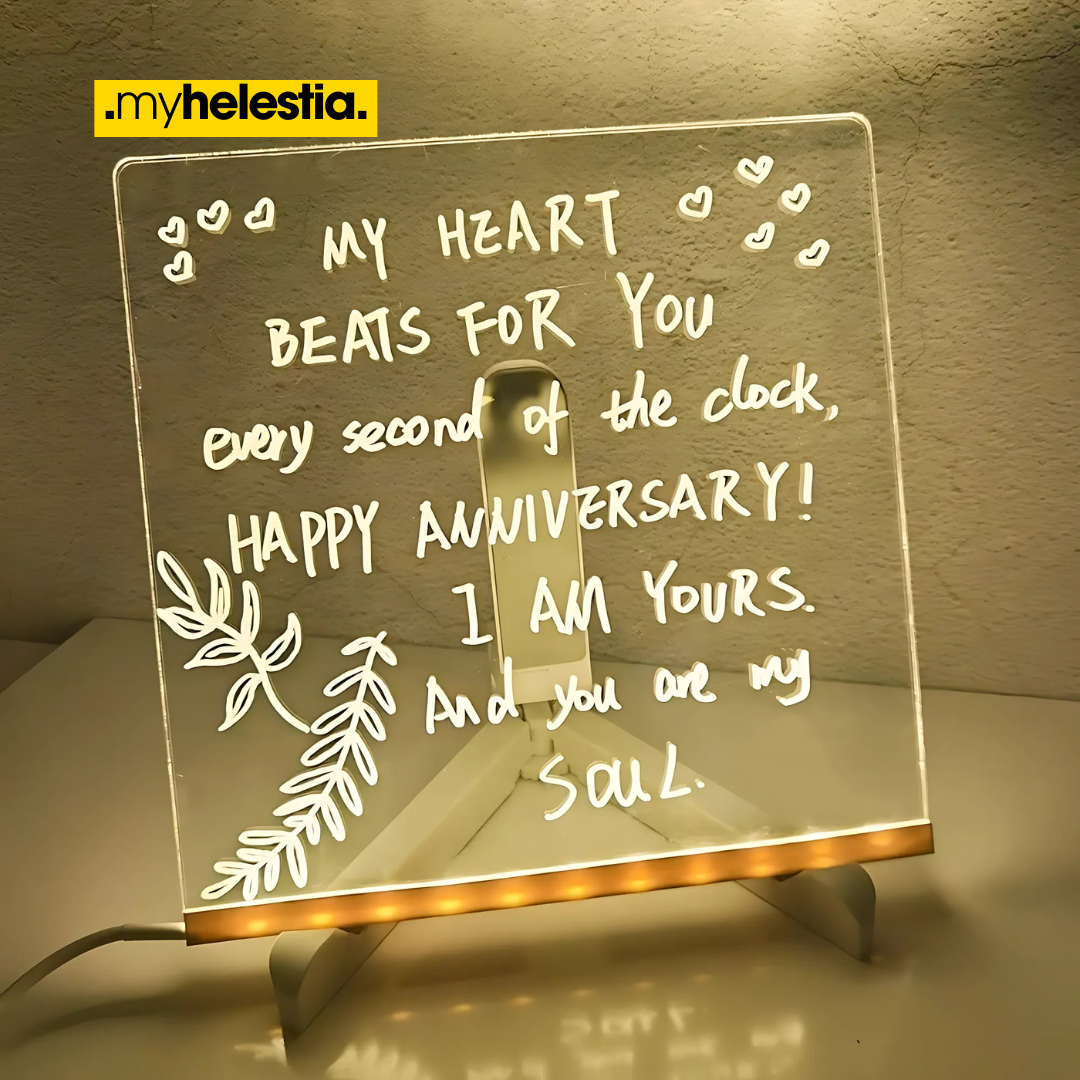message on the glowing board