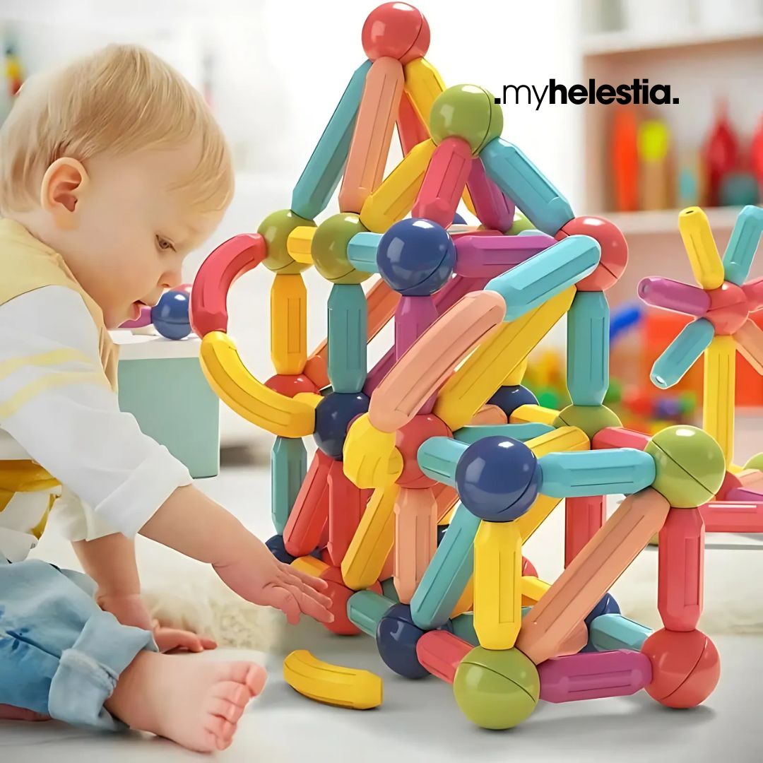 child playing with blocks