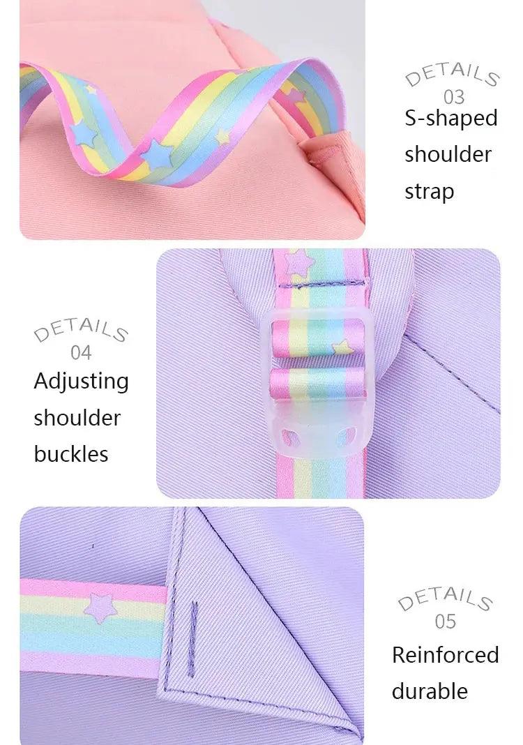 More details of the Rainbow Macaron Backpack for girls in school - myHelestia