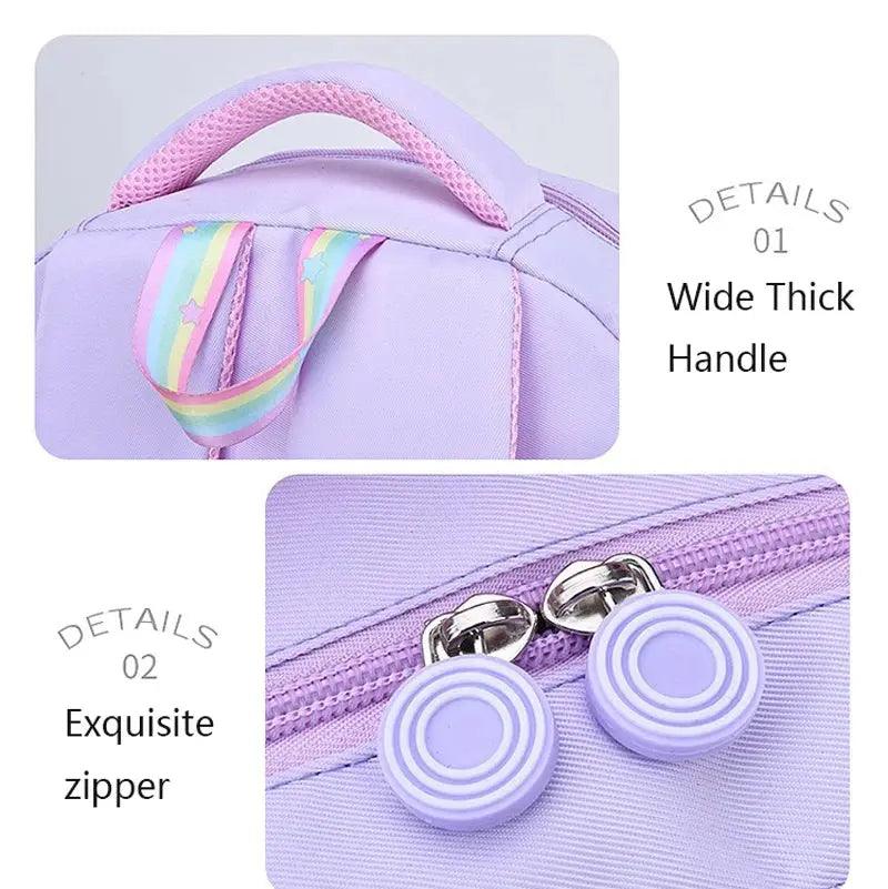 Details of the Rainbow Macaron Backpack for girls in school - myHelestia