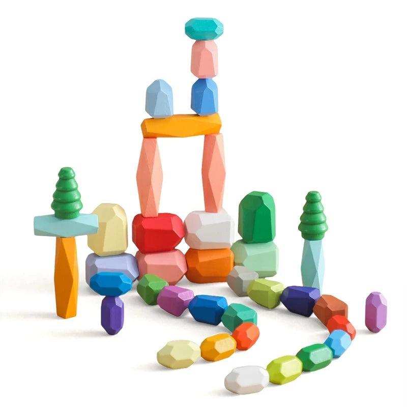40-pcs-CHINA Colorful Montessori Balance Stones myHelestia