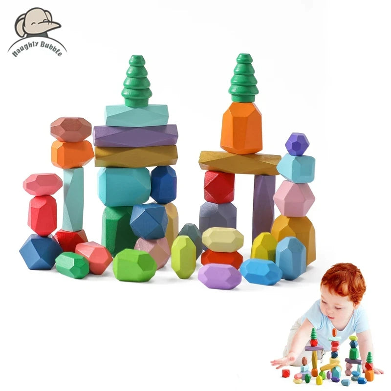 38-pcs-CHINA Colorful Montessori Balance Stones myHelestia