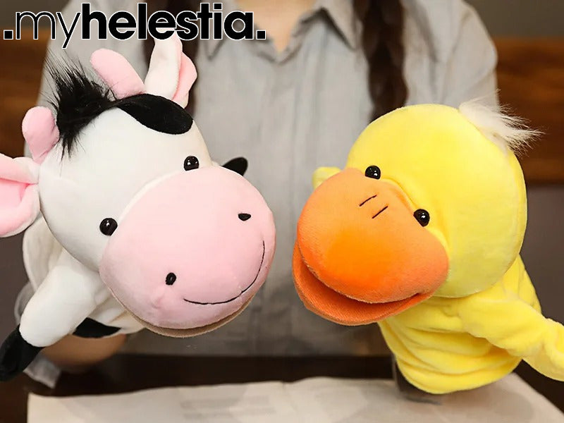 cow and duck puppets