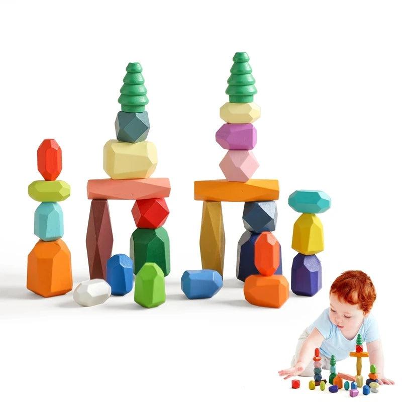 28-pcs-CHINA Colorful Montessori Balance Stones myHelestia