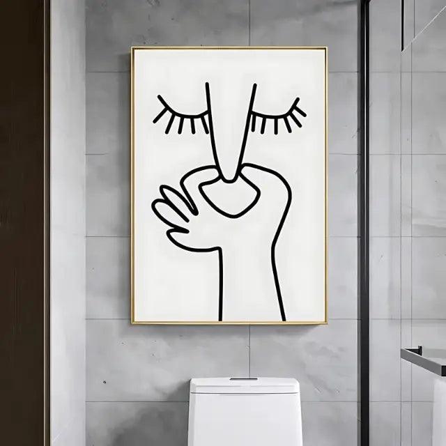 Bathroom Poster - Black and White Canvas Wall Art | myHelestia