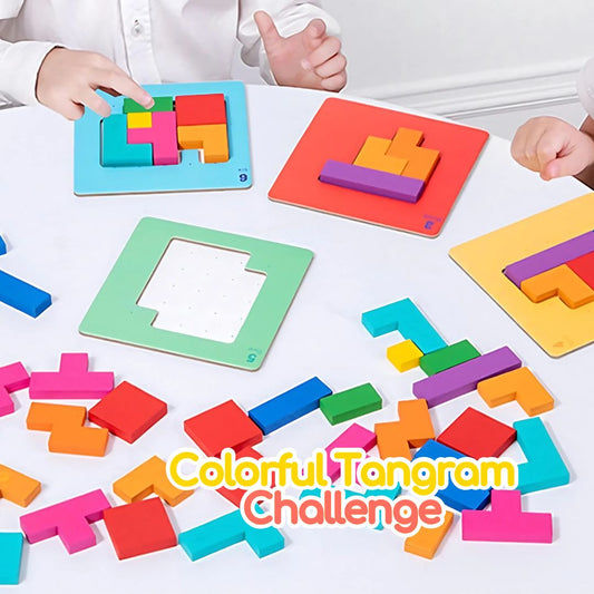 children playing with Colorful Tangram Challenge