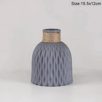 Nordic-Rope-Textured-Vase-Gray Elegant and Modern Nordic Flower Vase My Helestia 