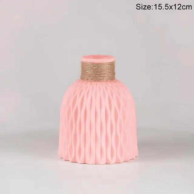 Nordic-Rope-Textured-Vase-Pink Elegant and Modern Nordic Flower Vase My Helestia 