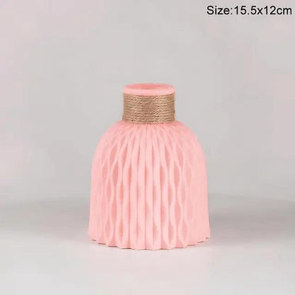 Nordic-Rope-Textured-Vase-Pink Elegant and Modern Nordic Flower Vase My Helestia 