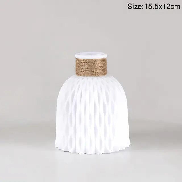 Nordic-Rope-Textured-Vase-White Elegant and Modern Nordic Flower Vase My Helestia 