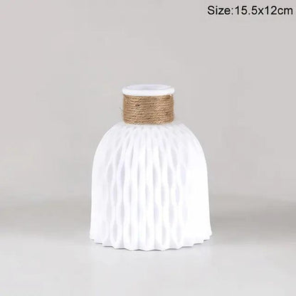 Nordic-Rope-Textured-Vase-White Elegant and Modern Nordic Flower Vase My Helestia 