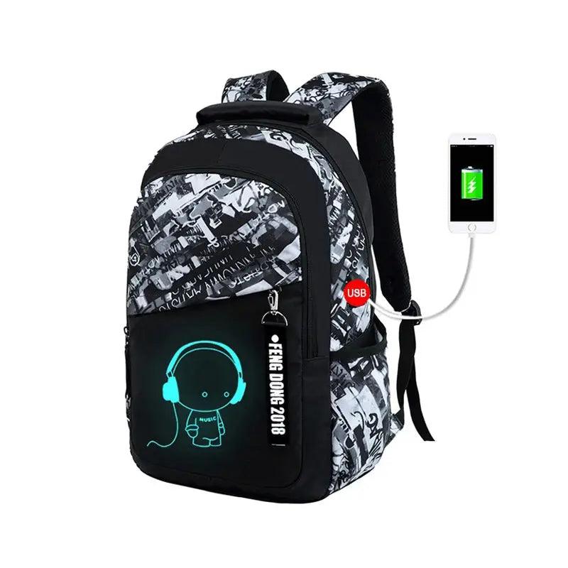 Main bag of the GlowMate Urban Stealth model of the GlowMate Kids Schoolbag for boys in school - myHelestia