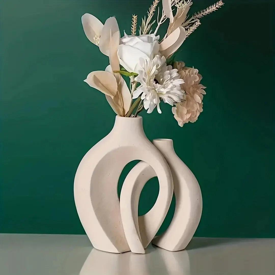 Modern Hollow Ceramic Vase Set for Elegant Home Décor My Helestia 