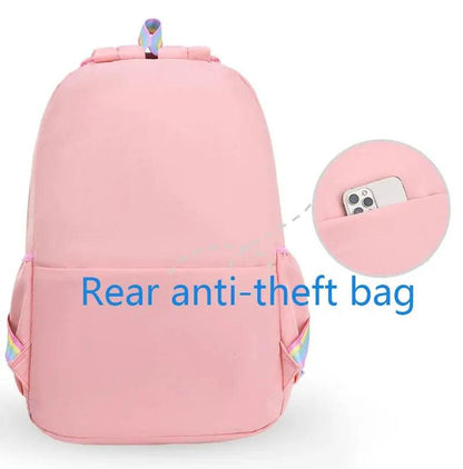 Rear pocket anti-theft of the Rainbow Macaron Backpack for girls in school - myHelestia