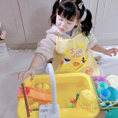 Kids Kitchen Sink Toys Electric Dishwasher Playing Toy With Running Water Pretend Play Food Fishing Toy Role Playing Girls Gift myHelestia 