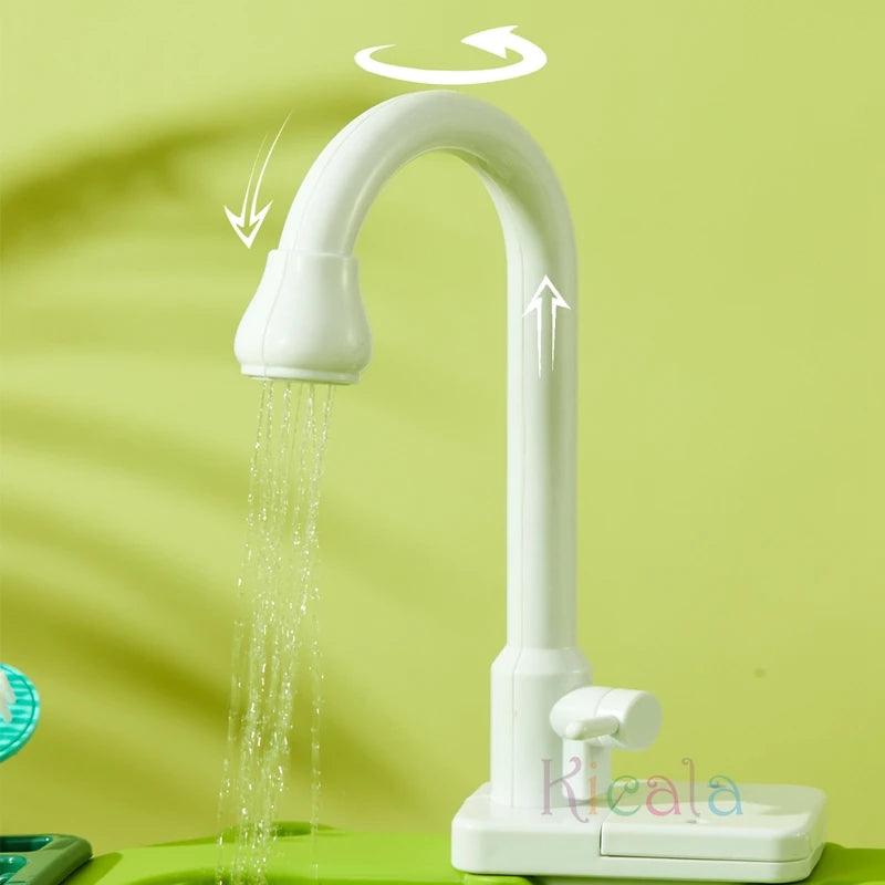 Kids Kitchen Sink Toys Electric Dishwasher Playing Toy With Running Water Pretend Play Food Fishing Toy Role Playing Girls Gift myHelestia 