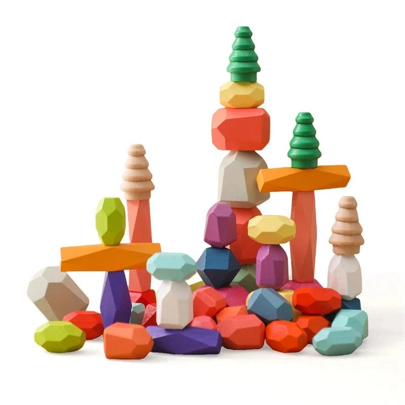 48-pcs-CHINA Colorful Montessori Balance Stones myHelestia 