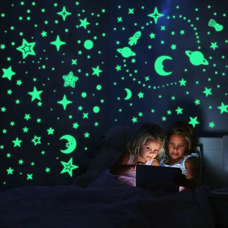 Kids friendly and imaginative Starlit Dreams 3D Glow-in-the-Dark Wall Stickers - myHelestia